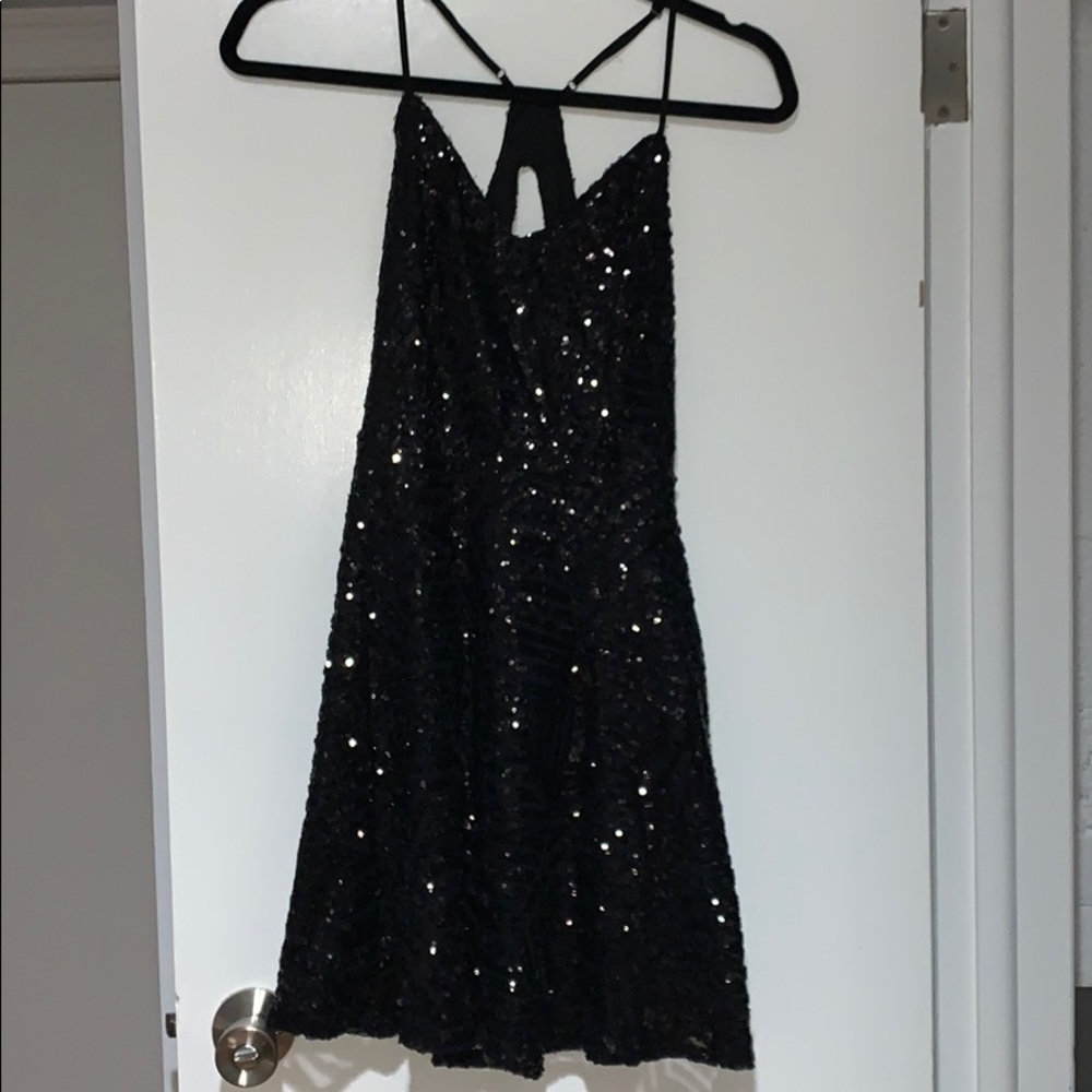 Lulus Sequin Black Mini Dress